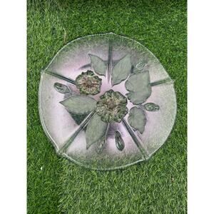 Vintage Mikasa Walther Glass Calypso Embossed Tulip 13" Rd Serve Plate